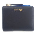 Celine Compact Wallet Bifold Calf Black Blue Gold
