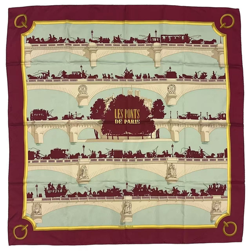 Hermes Carre 90 Scarf Silk les Ponts de Paris Bridges