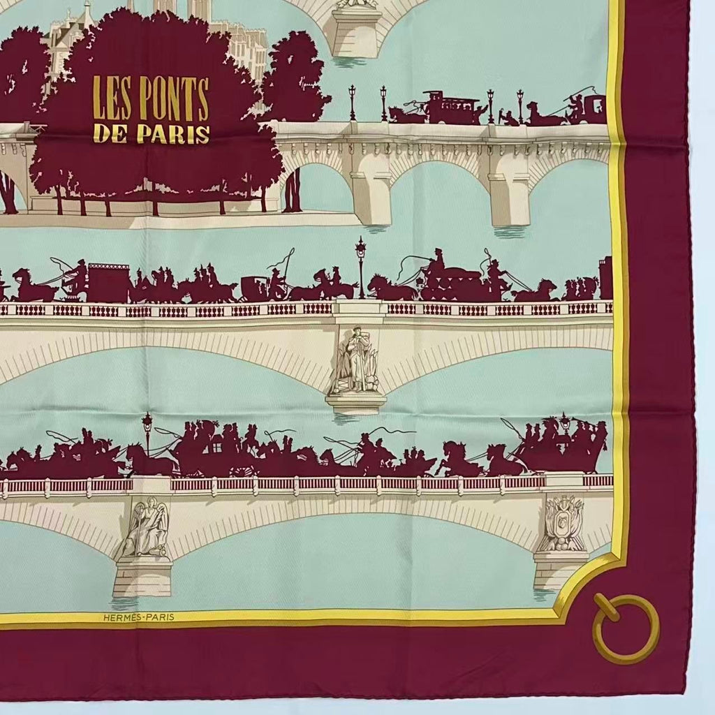 Hermes Carre 90 Scarf Silk les Ponts de Paris Bridges — view 3