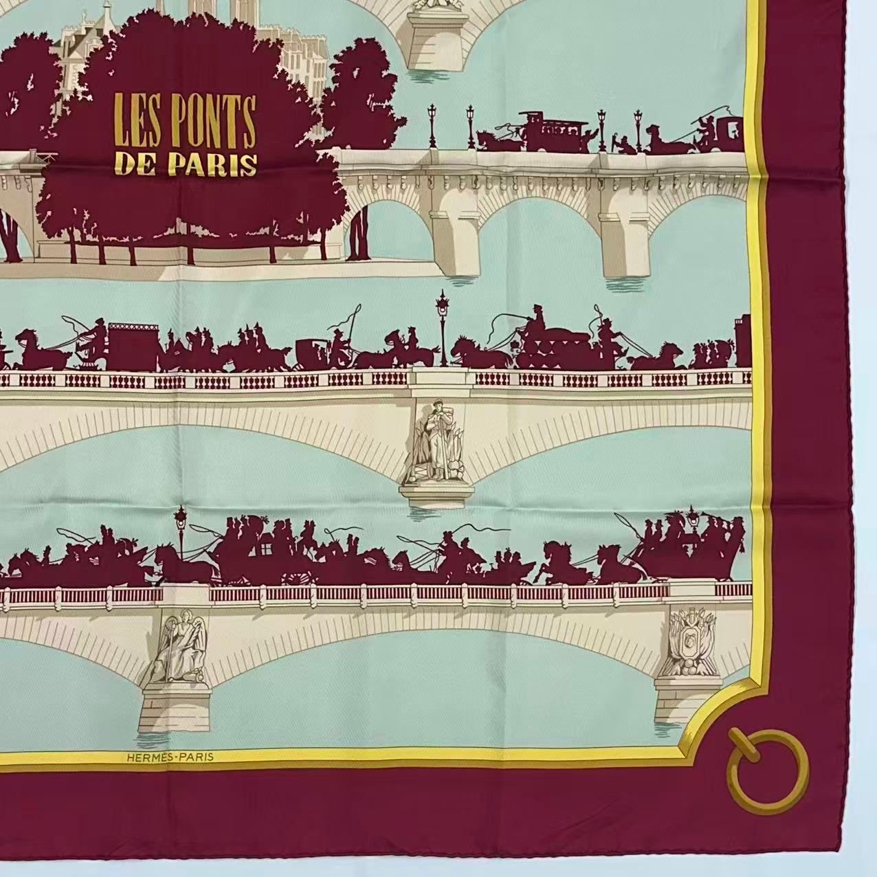 Hermes Carre 90 Scarf Silk les Ponts de Paris Bridges — view 3