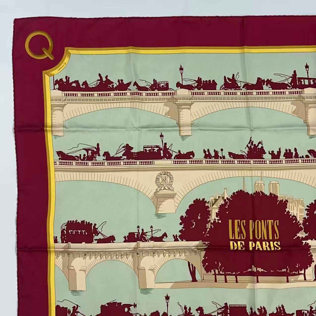 Hermes Carre 90 Scarf Silk les Ponts de Paris Bridges — view 5