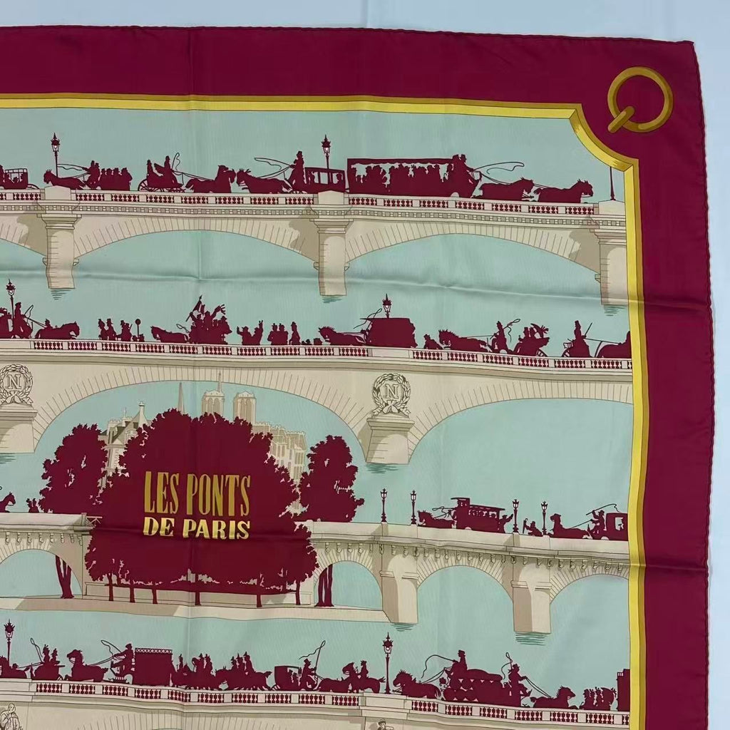 Hermes Carre 90 Scarf Silk les Ponts de Paris Bridges — view 2