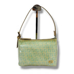 Fendi Zucchino Canvas Pouch Mini Handbag Light Blue Green