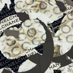 Chanel Scarf Camellia Logo Silk Black — view 6