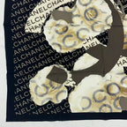 Chanel Scarf Camellia Logo Silk Black — view 5