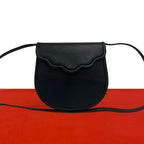 Saint Laurent Yves Vintage Scallop Leather Mini Shoulder Bag Pochette Black