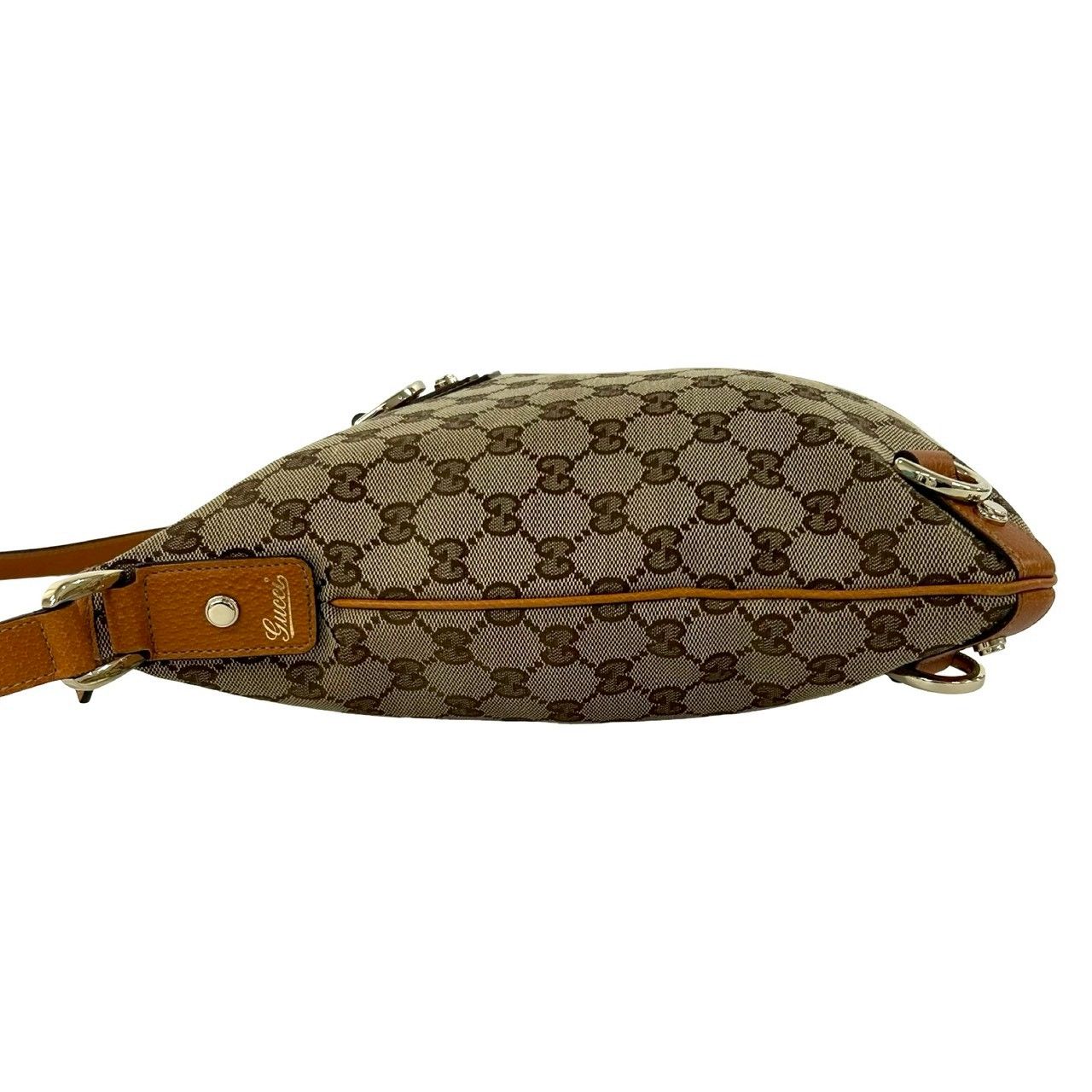 Gucci GG Logo Canvas Leather Shoulder Bag Mini Tote Crossbody Brown — view 5