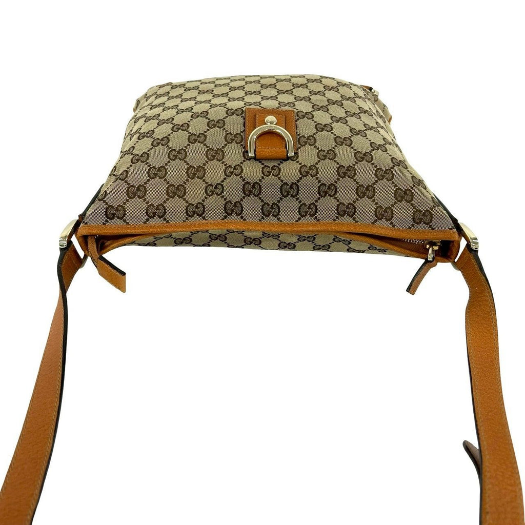 Gucci GG Logo Canvas Leather Shoulder Bag Mini Tote Crossbody Brown — view 4
