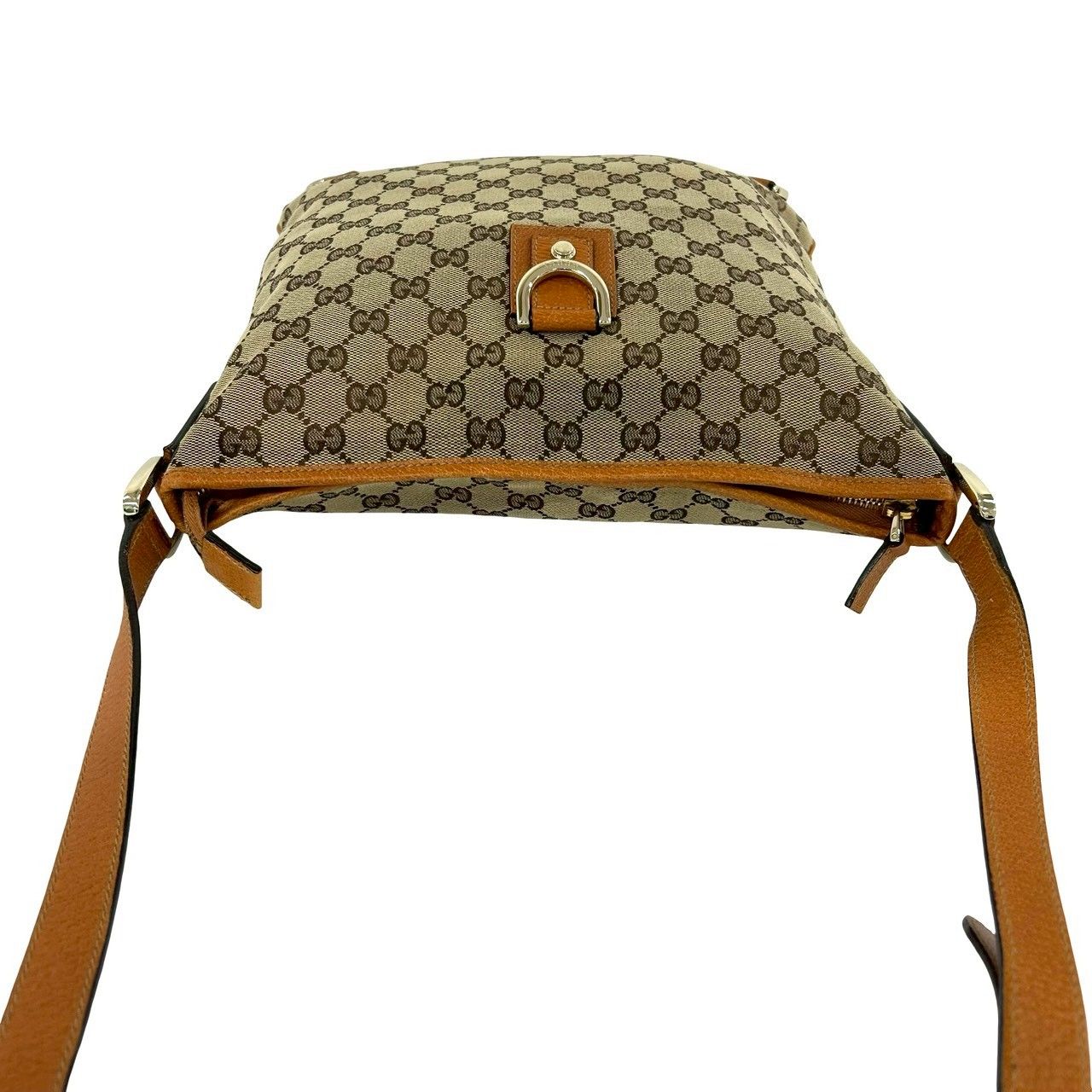 Gucci GG Logo Canvas Leather Shoulder Bag Mini Tote Crossbody Brown — view 4