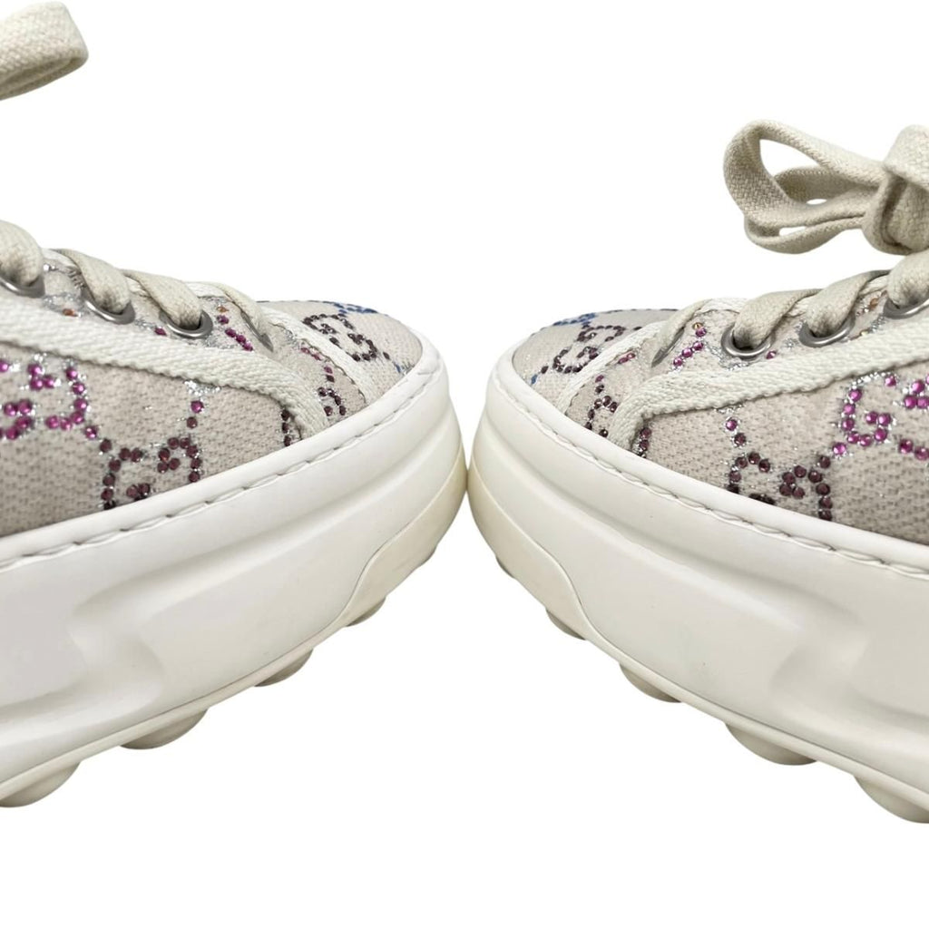 Gucci Sneakers GG Canvas Rhinestone 37 Crystal Multicolor Beige — view 7
