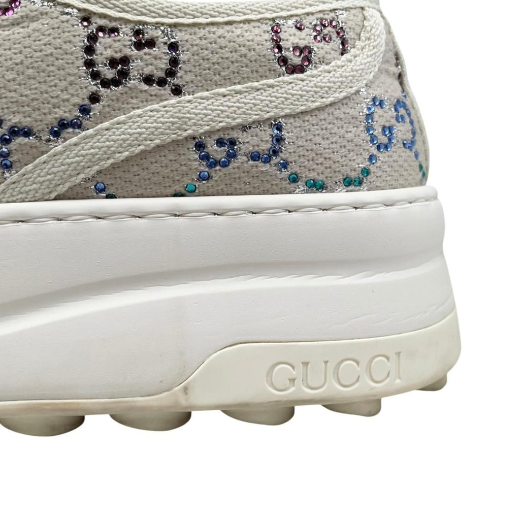 Gucci Sneakers GG Canvas Rhinestone 37 Crystal Multicolor Beige — view 9