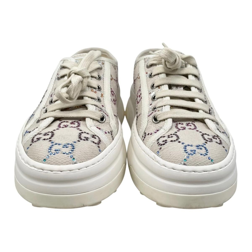 Gucci Sneakers GG Canvas Rhinestone 37 Crystal Multicolor Beige — view 3