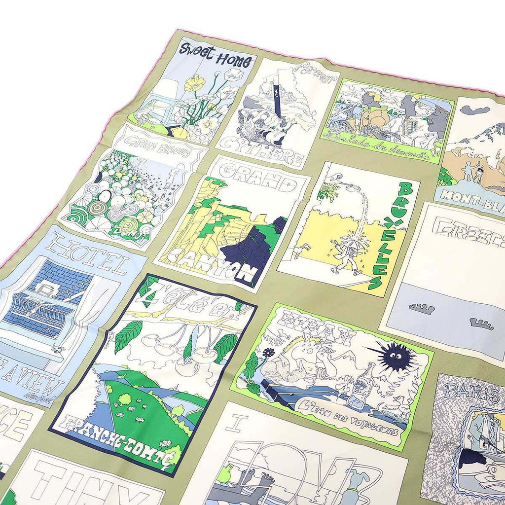 Hermes on Est Bien Ici! Carre 90 Favorite Place Silk Scarf — view 6