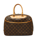 Louis Vuitton Monogram Deauville Handbag Brown Leather