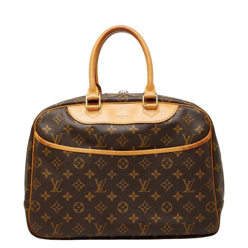 Louis Vuitton Monogram Deauville Handbag Brown Leather