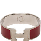 Hermes Clic Clac PM Bangle Bracelet Silver Red Metal Enamel — view 5