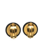 Chanel Mademoiselle Vintage Earrings Black Gold Plastic Plated — view 2