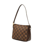 Louis Vuitton Damier Trousse Makeup Pouch Handbag Brown Leather — view 2