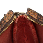 Louis Vuitton Damier Trousse Makeup Pouch Handbag Brown Leather — view 8
