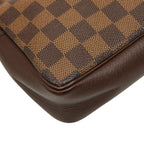 Louis Vuitton Damier Trousse Makeup Pouch Handbag Brown Leather — view 7