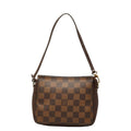 Louis Vuitton Damier Trousse Makeup Pouch Handbag Brown Leather
