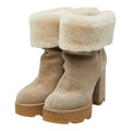 Louis Vuitton LV Bob Line Shearling Ankle Boots 37.5 Beige