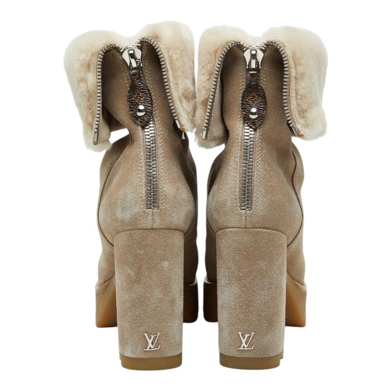 Louis Vuitton LV Bob Line Shearling Ankle Boots 37.5 Beige — view 3