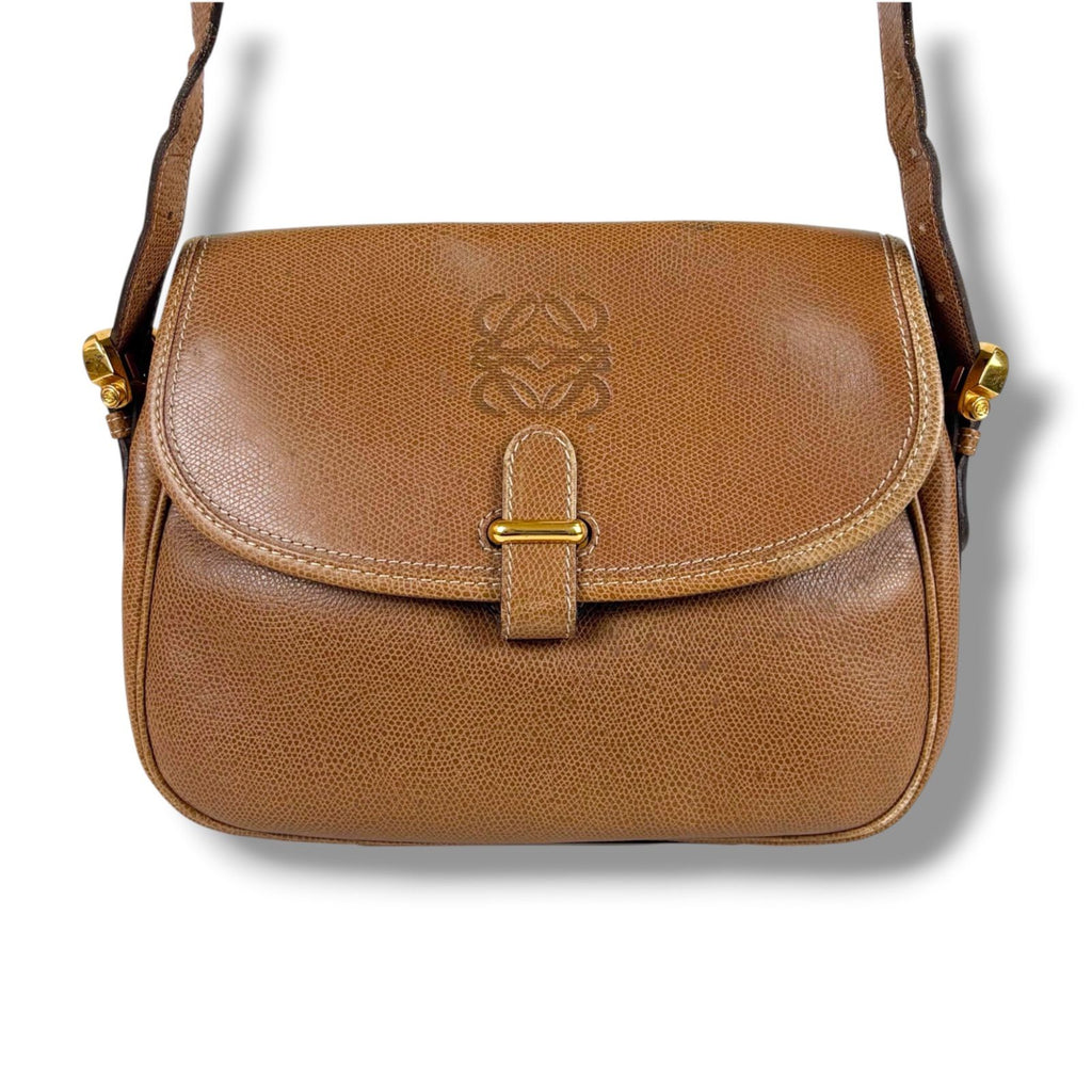 Loewe Anagram Logo Shoulder Bag Pochette Brown Leather Vintage — view 3