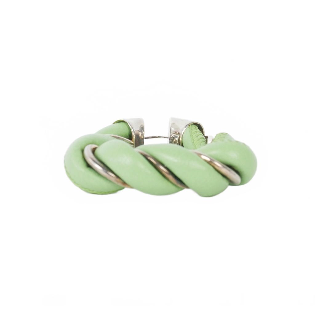 Bottega Veneta Twist Leather Earrings Triangle Single Light Green — view 3