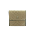 Chanel Bicolor Trifold Wallet Coin Purse Compact Beige