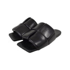 Bottega Veneta Patch Flat Mules Slide Sandals Square Toe Lambskin Leather