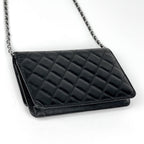 Chanel Cambon Line Chain Wallet CC Logo Shoulder Bag Leather Black — view 2