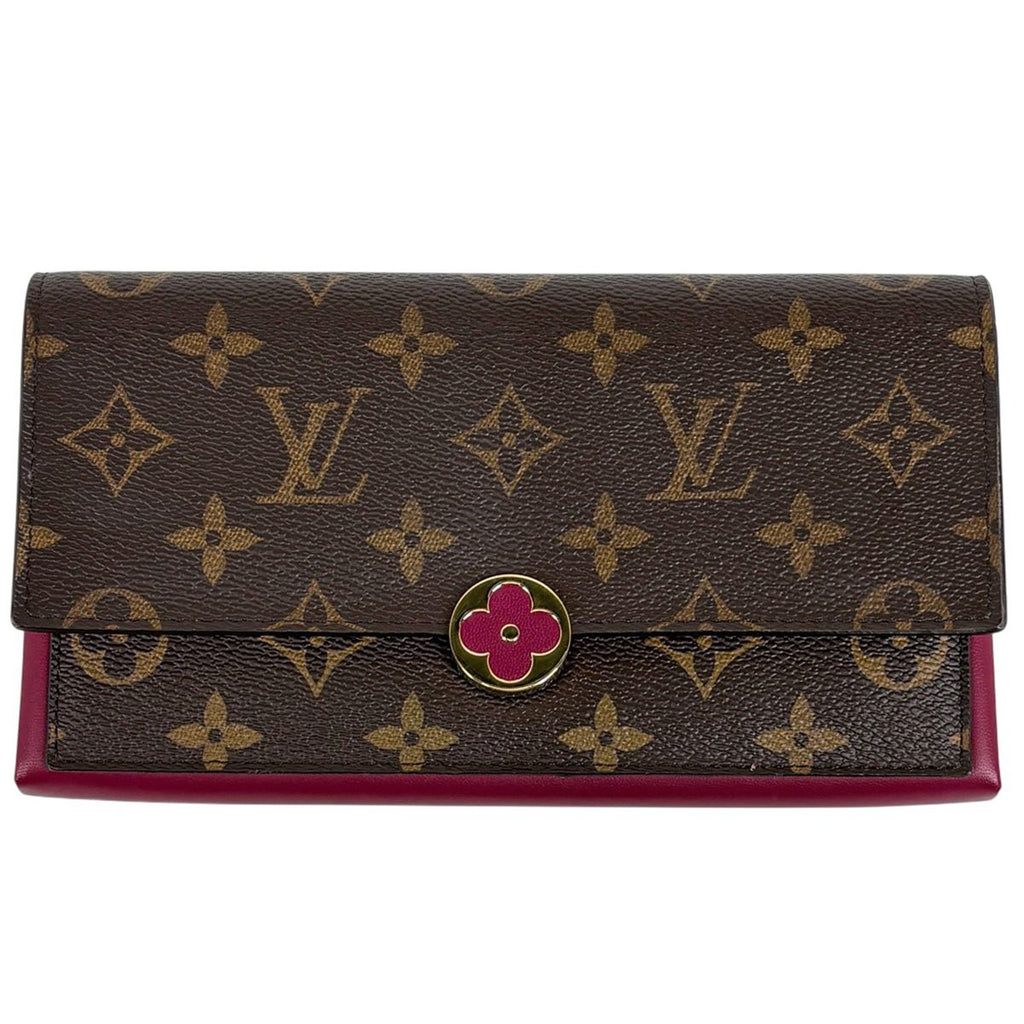 Louis Vuitton Portefeuille Floral Wallet Monogram Brown Fuchsia