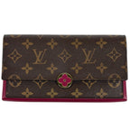 Louis Vuitton Portefeuille Floral Wallet Monogram Brown Fuchsia