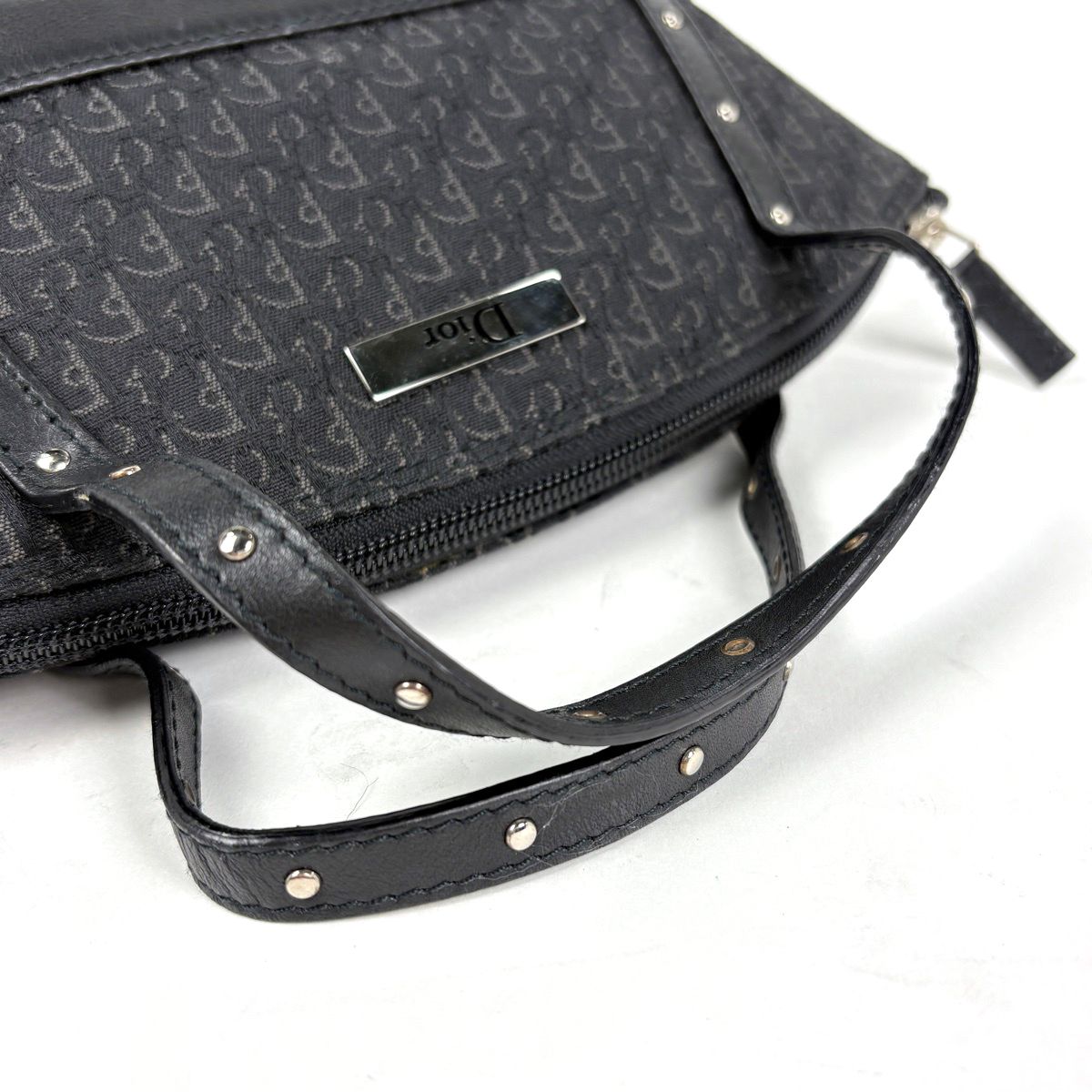 Dior Trotter Pattern Handbag Street Chic Logo Canvas Black — view 7