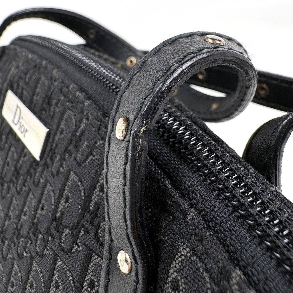Dior Trotter Pattern Handbag Street Chic Logo Canvas Black — view 5