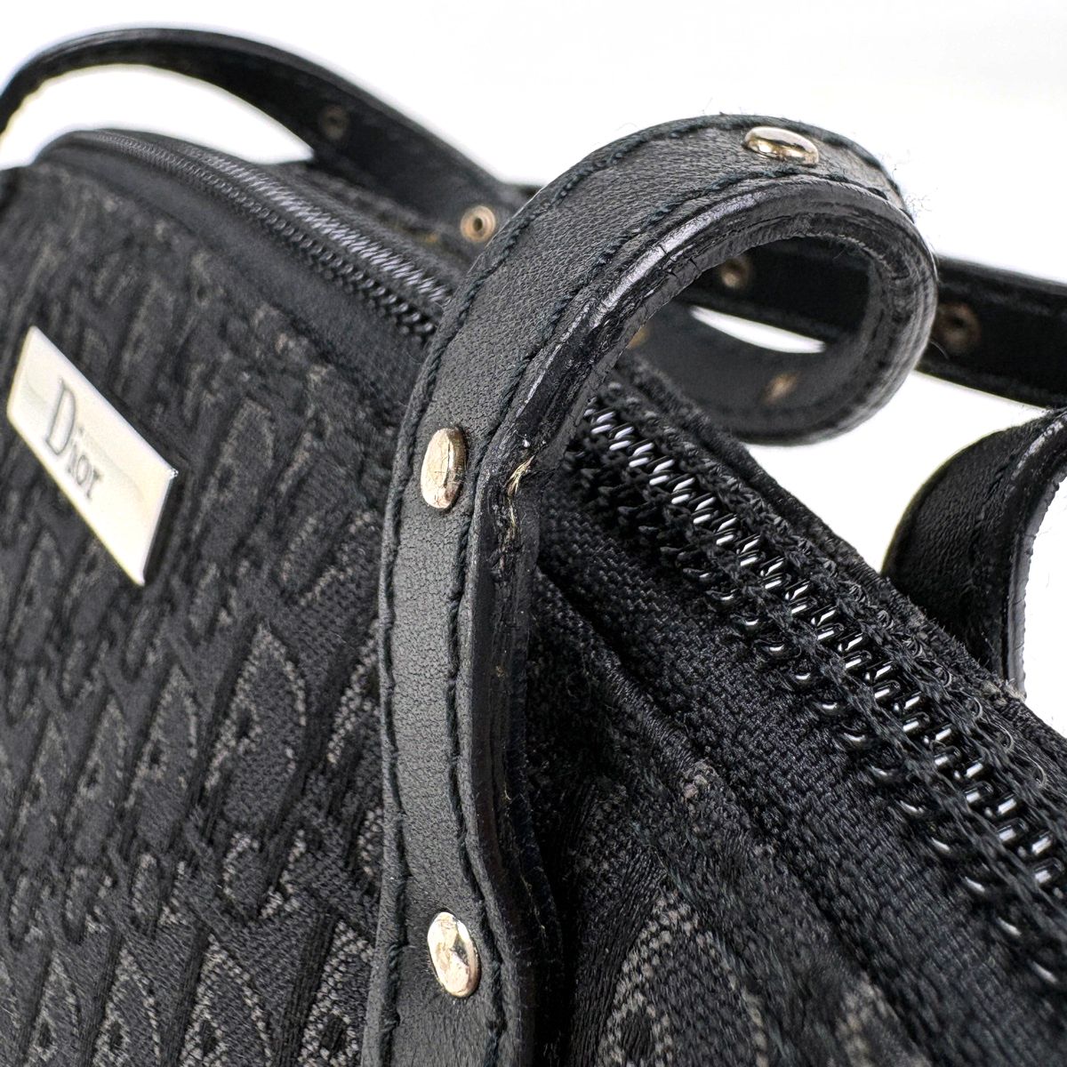 Dior Trotter Pattern Handbag Street Chic Logo Canvas Black — view 5