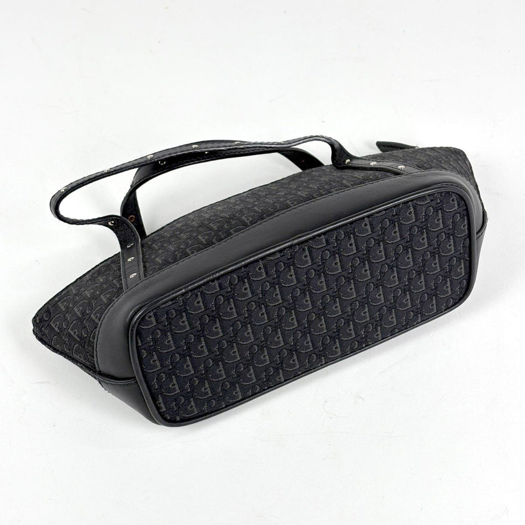 Dior Trotter Pattern Handbag Street Chic Logo Canvas Black — view 2