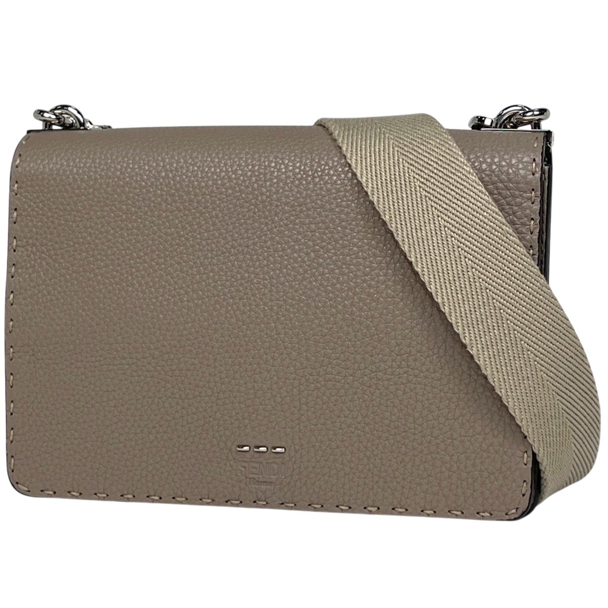 Fendi Selleria Shoulder Bag 2-Way Kuoio Leather Beige