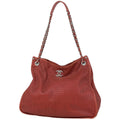 Chanel CC Logo Chain Shoulder Bag French Viera Perforated Leather Orange