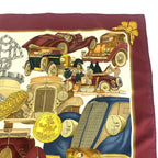 Hermes Automobile Carre 90 Wine Red Multicolor Silk Scarf — view 5
