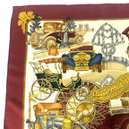 Hermes Automobile Carre 90 Wine Red Multicolor Silk Scarf — view 4