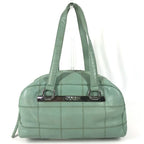Chanel Shoulder Bag CC Logo Choco Bar Caviar Leather Blue
