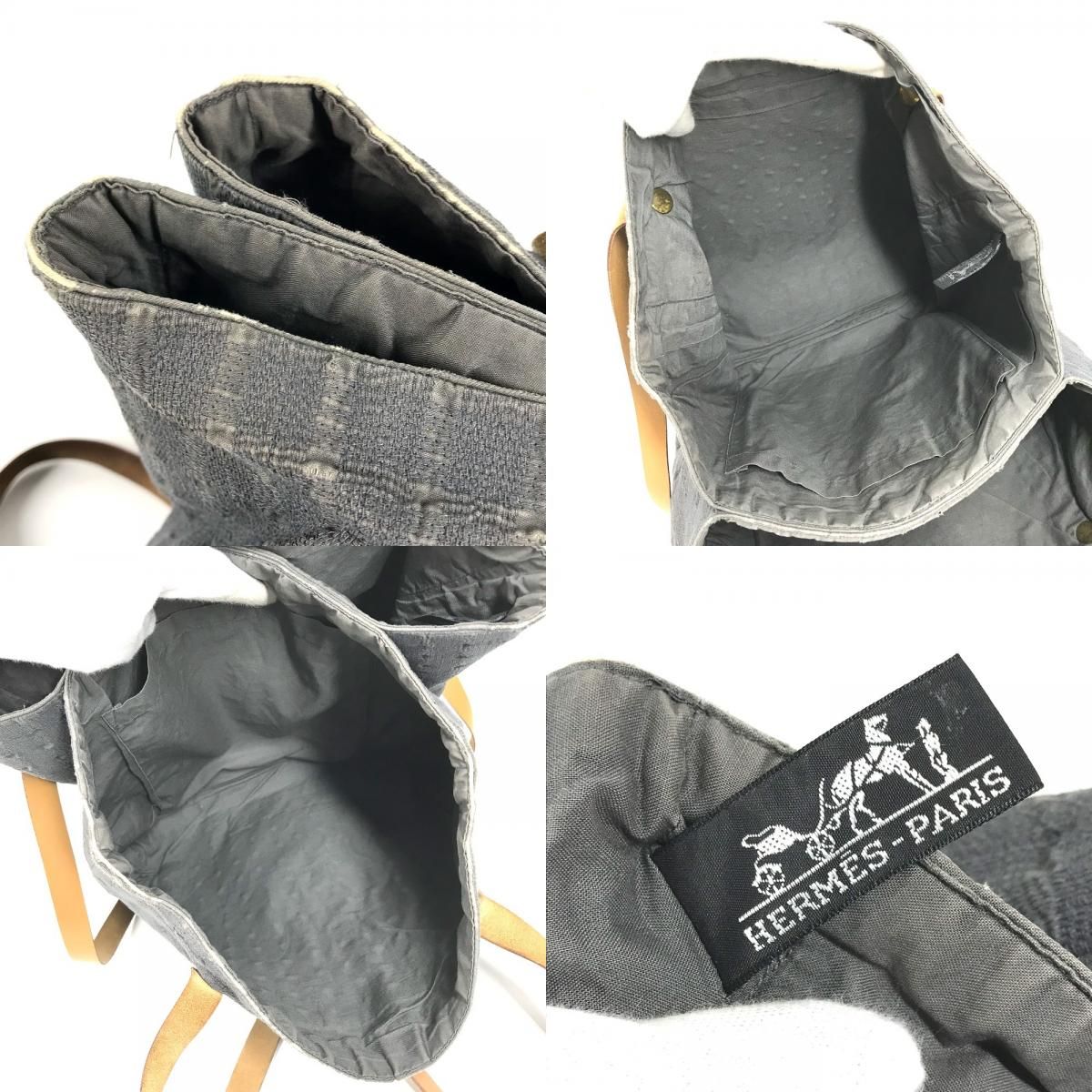 Hermes Shoulder Bag Amedaba Cabas de Poche Cotton Gray — view 8