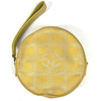 Chanel Makeup Pouch CC Logo Nylon Yellow