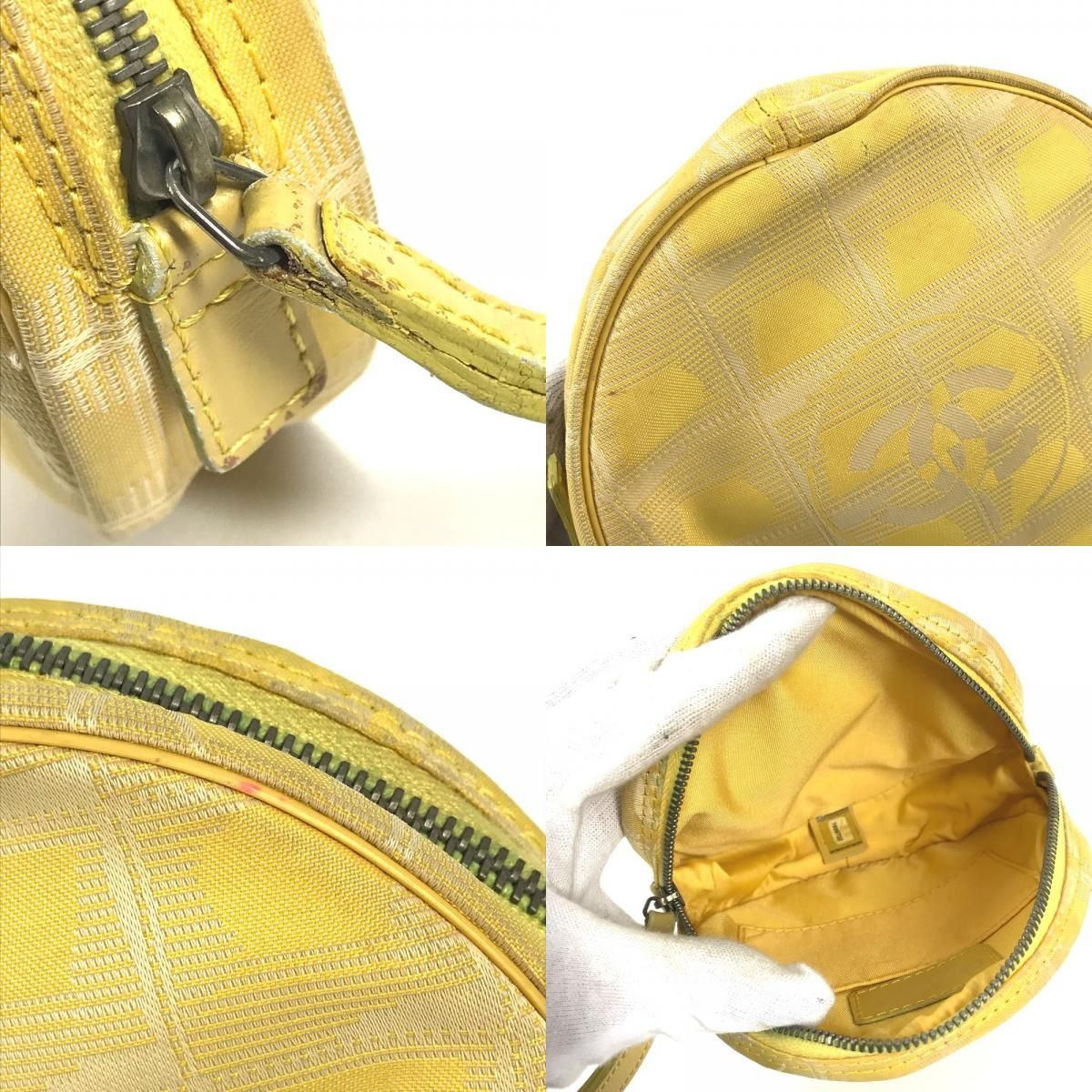 Chanel Makeup Pouch CC Logo Nylon Yellow — view 7