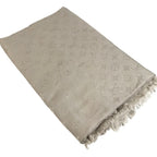 Louis Vuitton Shawl Monogram Large Wool Beige Scarf