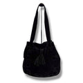 Bottega Veneta Tassel Drawstring Shoulder Bag Tote Black Suede Leather
