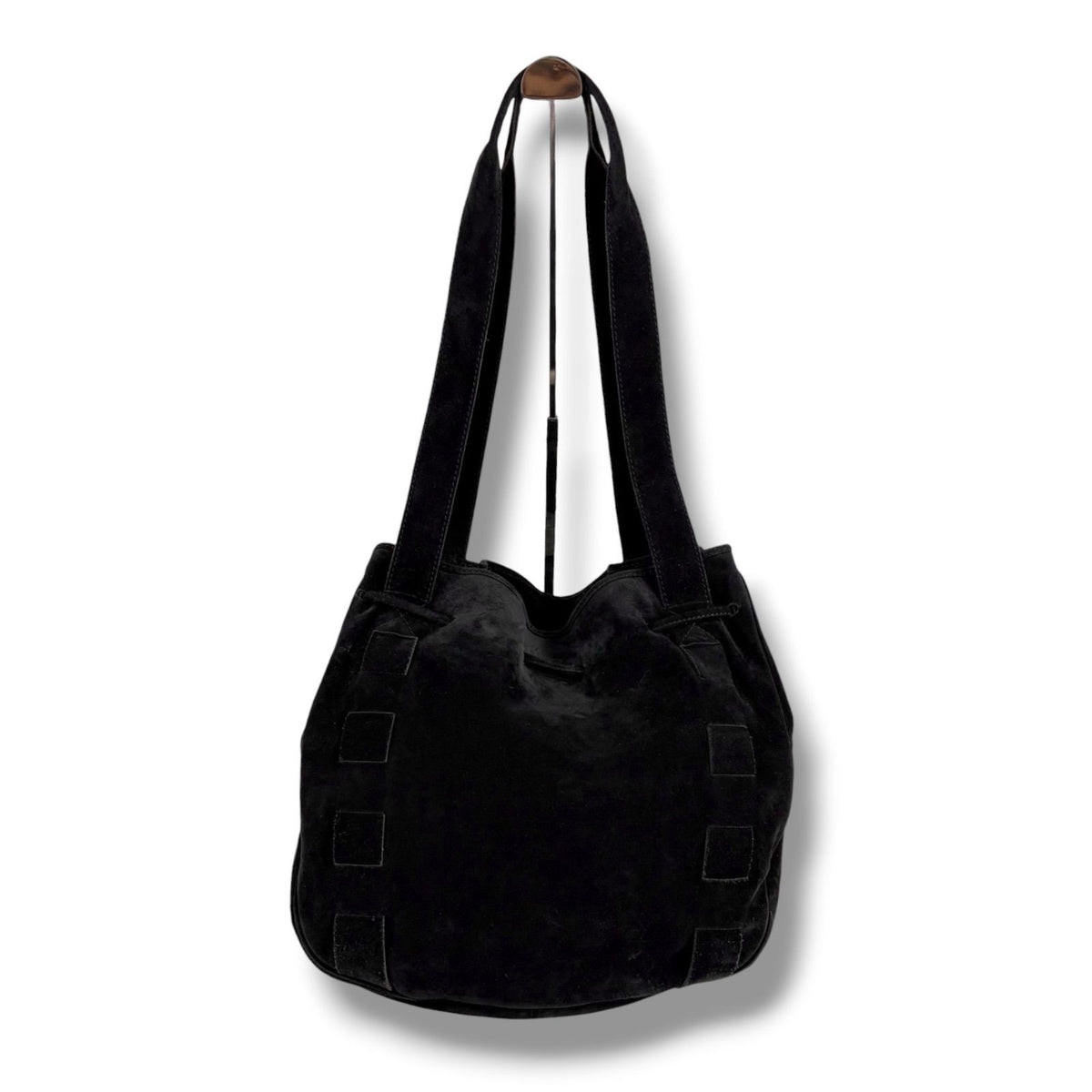 Bottega Veneta Tassel Drawstring Shoulder Bag Tote Black Suede Leather — view 2