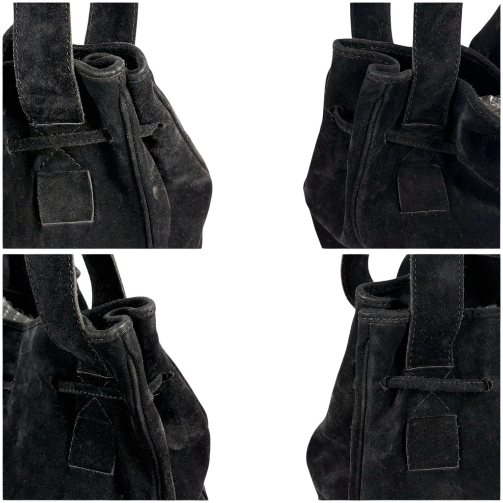 Bottega Veneta Tassel Drawstring Shoulder Bag Tote Black Suede Leather — view 3